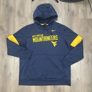 Nike Dri Fit West Virginia Mountaineers Hoodie Blue Sweatshirt Men's Size XL